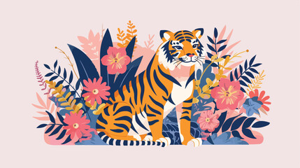Tiger concept art. Vector illustration of a cartoon 