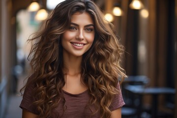 Obraz premium a italian womenn with beatiful eyes and curly hair