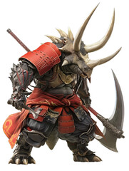 Fototapeta premium Samurai Triceratops with Axe