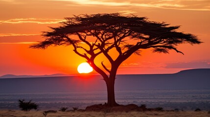 sunset over the tree.