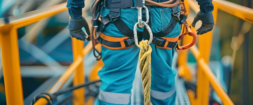 Close-up of a fall arrest system, crucial for work at height