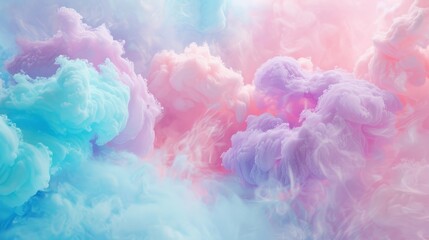 Colorful cotton candy in soft pastel color background. Generative AI hyper realistic 
