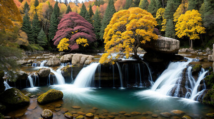 waterfall in autumn