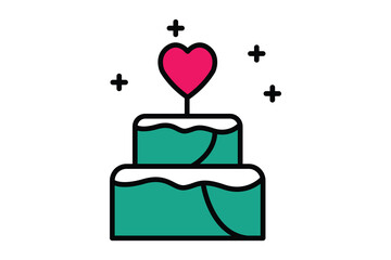 wedding cake icon. icon related wedding, party. flat line icon style. wedding element illustration
