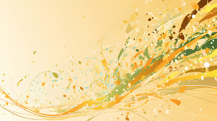 Dynamic Abstract Art Splash, Golden Yellow and Green Hues, Energetic Paint Movement