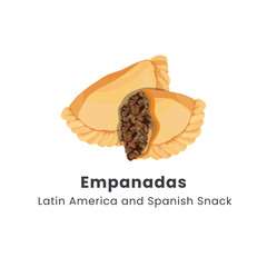 Hand drawn vector illustration of Empanadas or fried pie Latin America and Spanish food