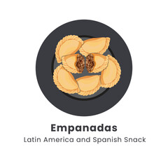 Hand drawn vector illustration of Empanadas or fried pie Latin America and Spanish food
