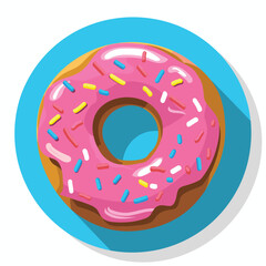 Pink donut flat simple illustration vector design