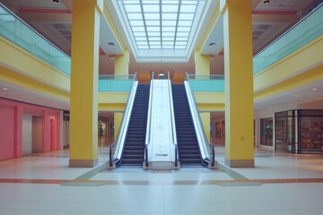 Nobody shopping mall architecture staircase building. - Powered by Adobe