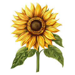 Clipart illustration a sunflower on white background. Suitable for crafting and digital design projects.[A-0002]