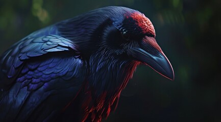 Fototapeta premium Majestic Raven in a Mystical Forest Setting