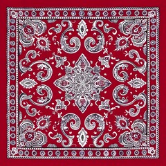 seamless paisley pattern for a bandana on a red background
