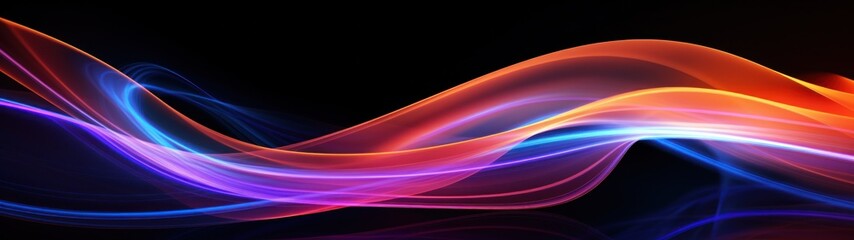 Abstract Colorful Light Waves on Black Background