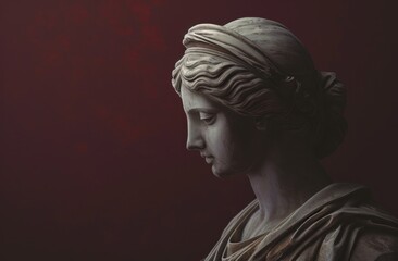 Classic marble statue on a dark background