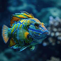 Obraz premium Vibrant Tropical Fish Swimming in Aquarium