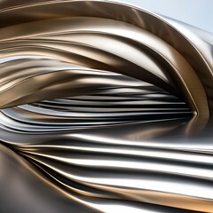 Sleek, metallic structures bending and flexing in a rhythmic dance of motion and light, reflecting their surroundings in a dynamic way, creating a sense of harmony1