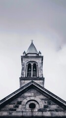 Fototapeta na wymiar Cathedral bell tower in sleek marble minimalist silhouette against the sky