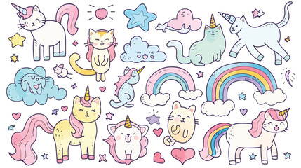 collection of cute doodle stickers. Funny picture