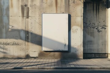 A blank billboard on a dirty concrete wall.