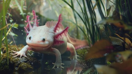 an axolotl in its natural environment