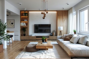 Modern Living Room, Smart Tv and Dining Room