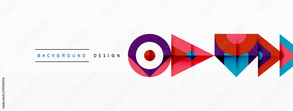 Poster eyecatching logo with electric blue arrows pointing in various directions, featuring a mix of triang