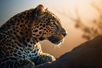 View of wild leopard in nature