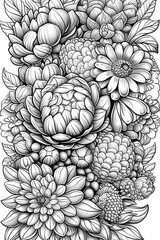 A drawing of flowers with a white background
