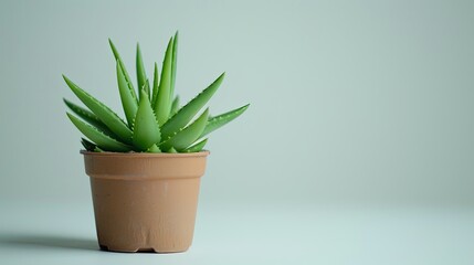 cute mini Aloe plant in a pot, white background,  