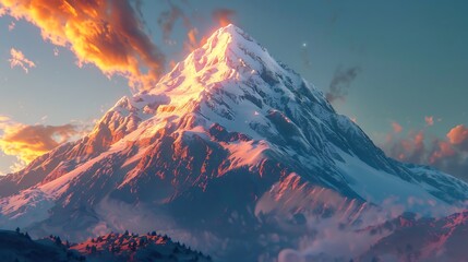 sunset in the mountains - Powered by Adobe