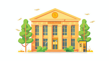 Vector flat illustration bank building on a white background