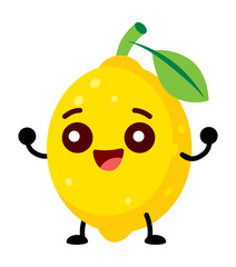 Cartoon cute happy lemon fruit character illustration