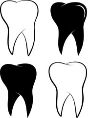 Simple tooth flat vector icon for design template. tooth icon on white plain background.