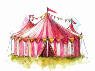 Whimsical Watercolor Circus Tent 