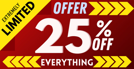 25% off special offer, limited time only. Advertising and marketing graphic resources