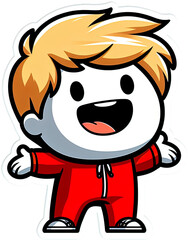 Fototapeta premium Eine kleine lustige Comicfigur im Vektor Sticker Format