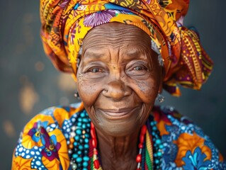 Obraz premium Portrait photo of elderly African women with dark background