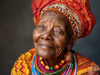 Obraz premium Portrait photo of elderly African women with dark background