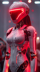 A gorgeous female supermodel robot
