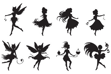 Fairy silhouette vector illustration set