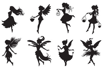 Fairy silhouette vector illustration set