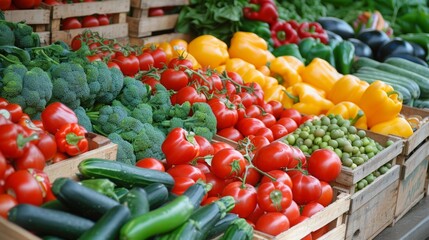 Fresh Vegetables Arrayed at Farmers' Market