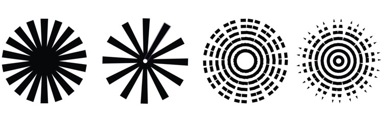 Set of sunburst design elements. Hand drawn Rays of sun. Vintage frames for badges, logos and labels.