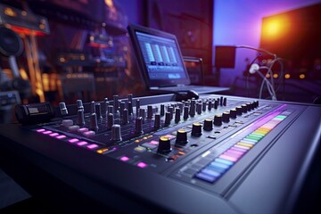 Modern Sound Mixing Console in A Studio
