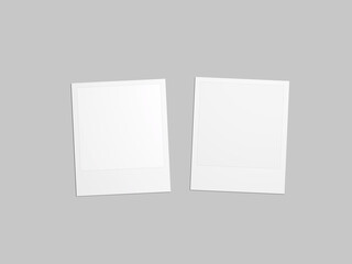 Two realistic polaroid mockup on top view angle