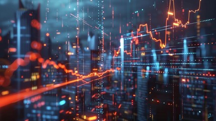 Obraz premium Economic and finance concept portrayed with stats, market visuals, and uptrend signal Generative AI hyper realistic 