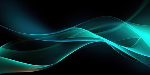 a blue and green waves on a black background