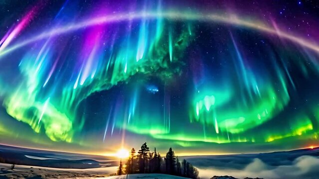 Aurora Borealis Green fluor Northern Lights with a 