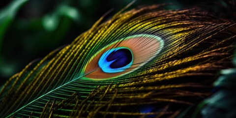 Obraz premium a close up of a peacock feather