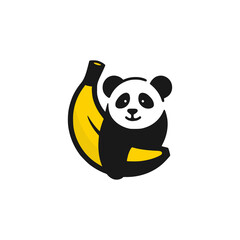 panda banana logo vector illustration template design © katsumatakun